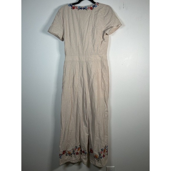JOA Anthropologie NWT Tie-Front Embroidered Jumpsuit Sz Large - Picture 6 of 11
